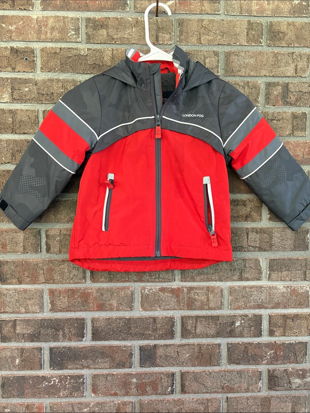 London Fog Kids' Orange & Camo Gray Hooded Jacket 3T